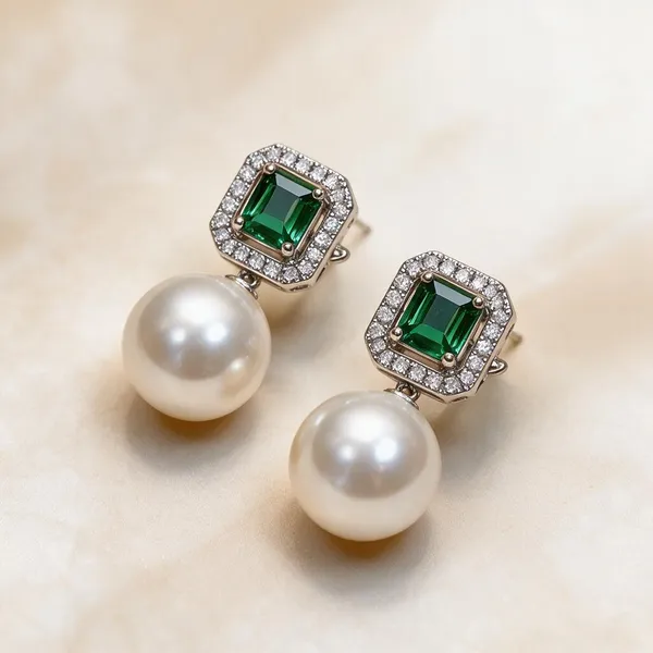 White_And_Green_Metal_Alloy_Earring_For_Women