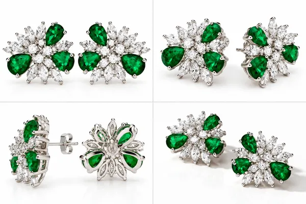 Green_Floral_American_Diamond_Stud_Earrings