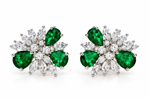 Green_Floral_American_Diamond_Stud_Earrings