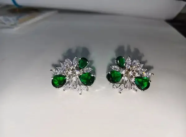 White_And_Green_Metal_Alloy_Earring_For_Women