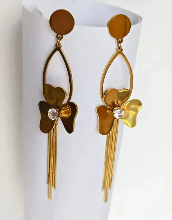 Gold_Metal_Alloy_Floral_Chain_Teardrop_Loop_Drop_Earrings_For_Women
