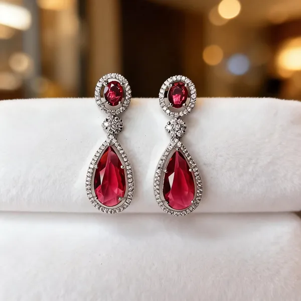 White_And_Red_Metal_Alloy_Earring_For_Women