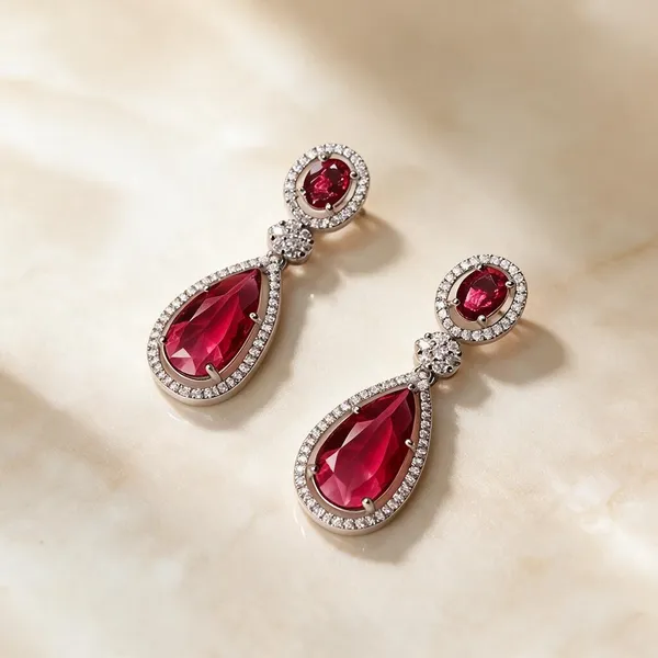 White_And_Red_Metal_Alloy_Earring_For_Women