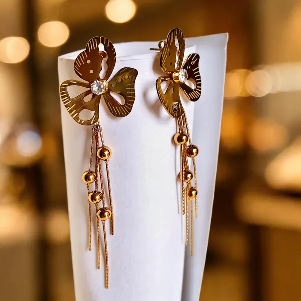 Gold_Metal_Alloy_Floral_Openwork_Chain_Drop_Earrings_For_Women