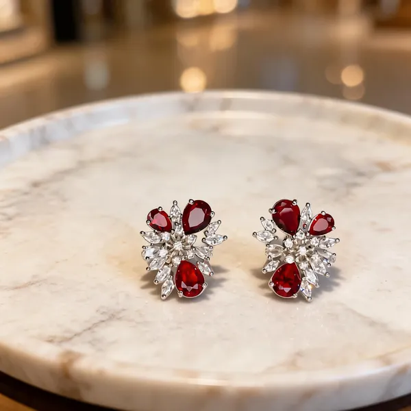 White_And_Red_Metal_Alloy_Earring_For_Women