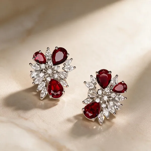 White_And_Red_Metal_Alloy_Earring_For_Women