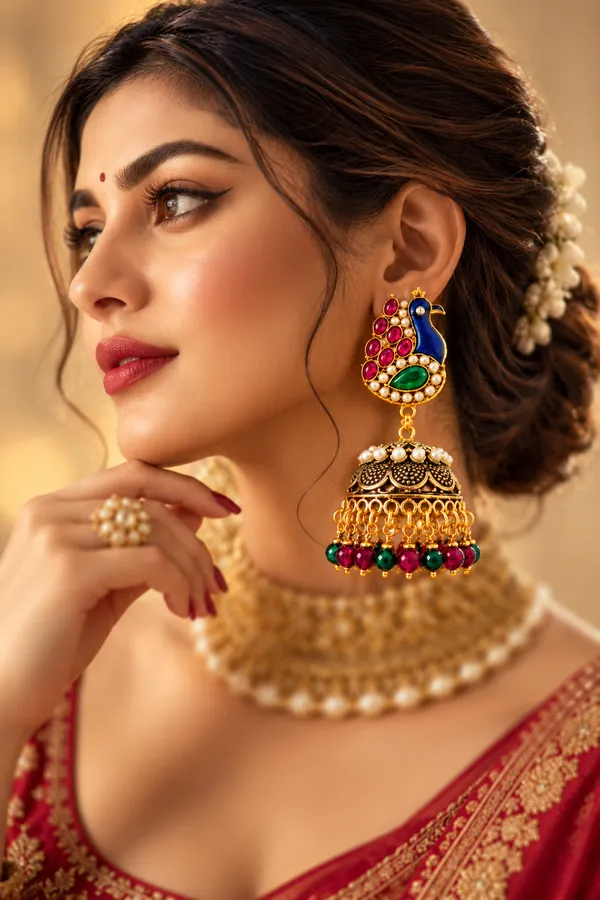 Gold_Metal_Alloy_Peacock_Jhumka_Drop_Earrings_For_Women