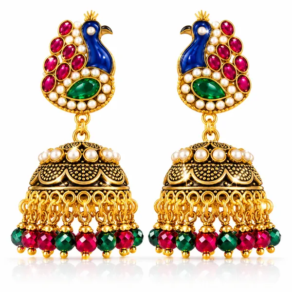 Gold_Metal_Alloy_Peacock_Jhumka_Drop_Earrings_For_Women