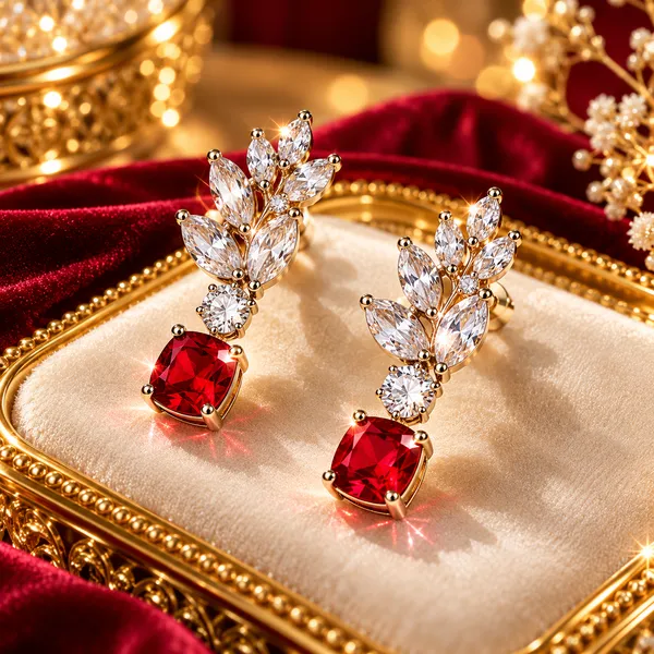 White_And_Red_Metal_Alloy_Earring_For_Women