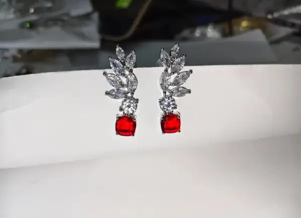 White_And_Red_Metal_Alloy_Earring_For_Women
