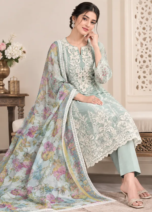Blue_Floral_Embroidered_Suit_Material_For_Women