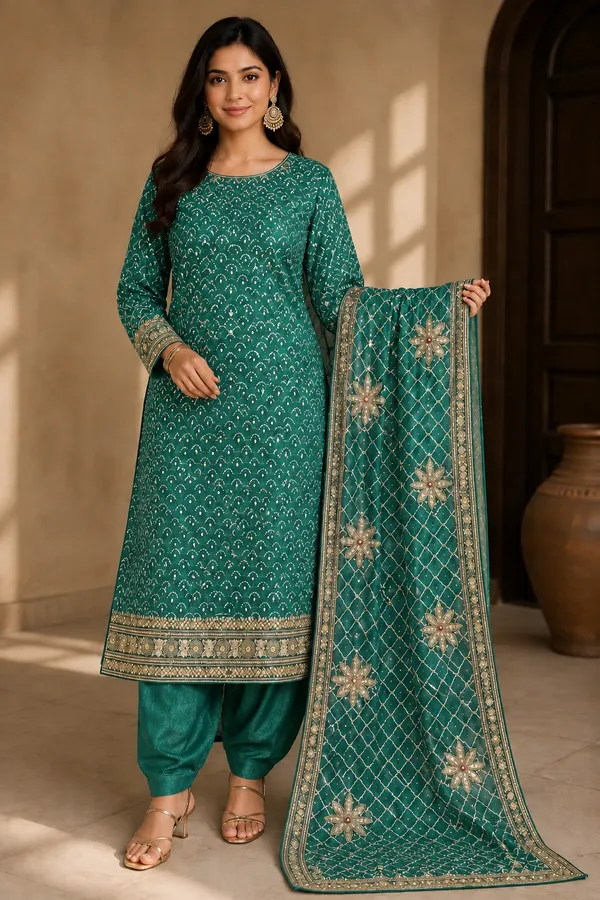 Green_Printed_Straight_Unstitched_Suit_Material_For_Women