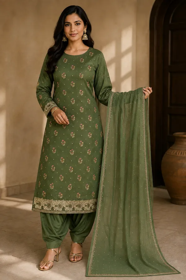 Olive_Green_Embroidered_Straight_Unstitched_Suit_Material_For_Women
