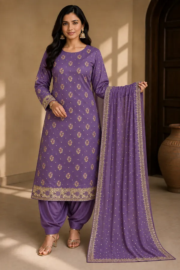 Purple_Printed_Straight_Unstitched_Suit_Material_For_Women