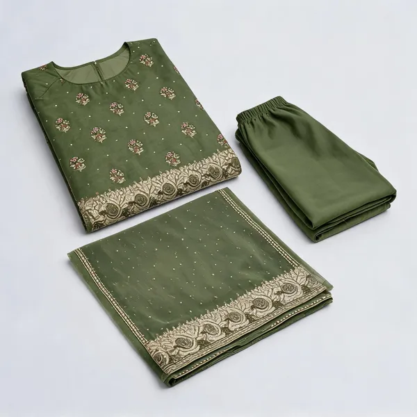 Olive_Green_Embroidered_Straight_Unstitched_Suit_Material_For_Women
