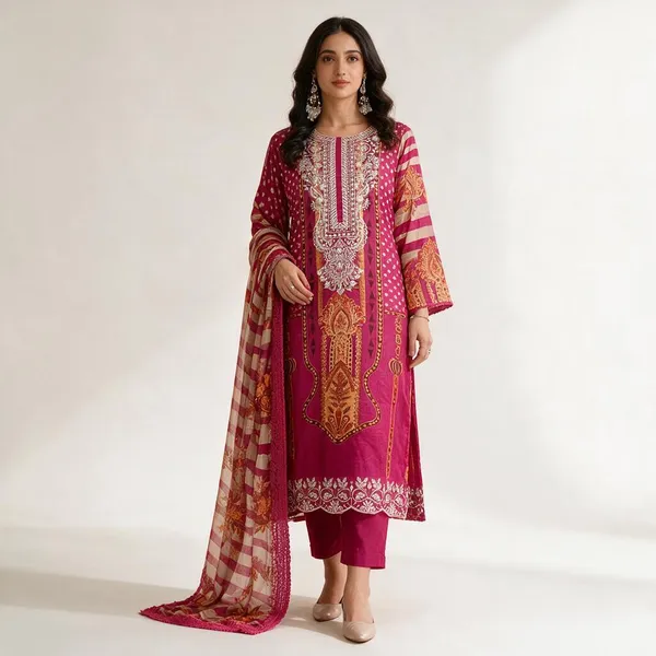 Magenta_Printed_Unstitched_Suit_Material_For_Women