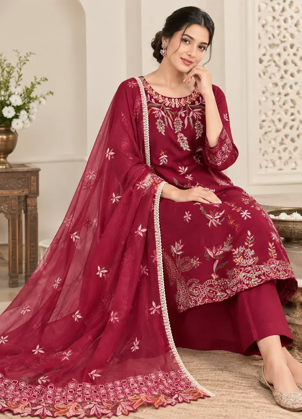 Maroon_Embroidered_Unstitched_Suit_Material_For_Women