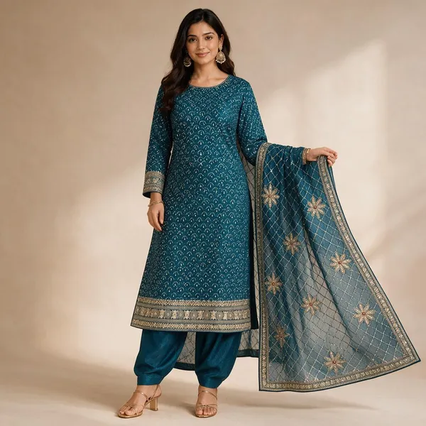 Teal_Printed_Straight_Unstitched_Suit_Material_For_Women