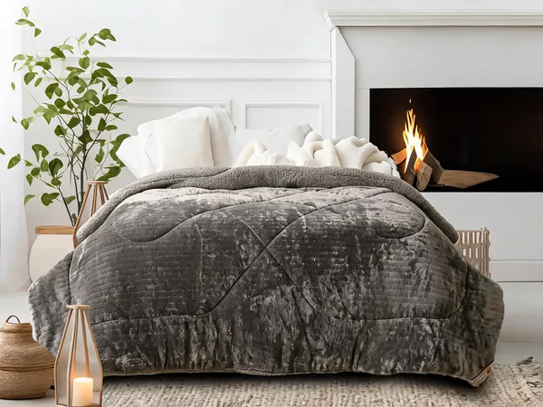 Polyester_Quilted_Diamond_Stitch_Grey_Blanket_Set