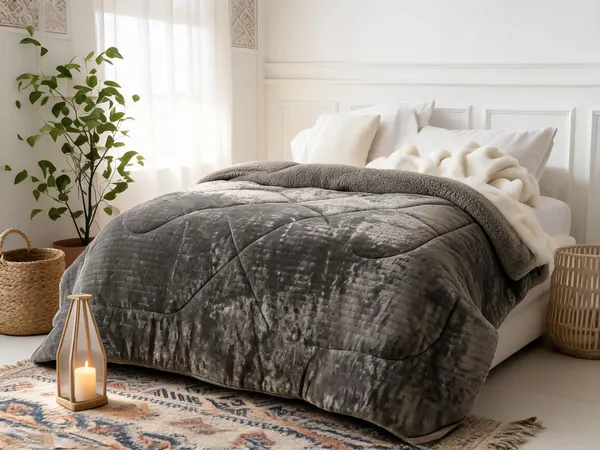 Polyester_Quilted_Diamond_Stitch_Grey_Blanket_Set