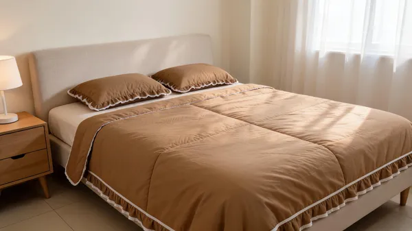 Poly_Cotton_Solid_Camel_Brown_Bedsheet_With_Pillow_Set