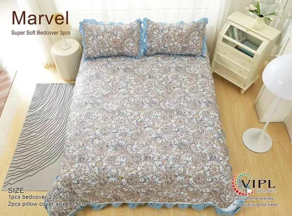 Poly_Cotton_Floral_Paisley_Print_Grey_Bedsheet_With_Pillow_Set