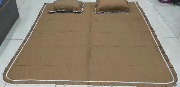 Poly_Cotton_Solid_Camel_Brown_Bedsheet_With_Pillow_Set