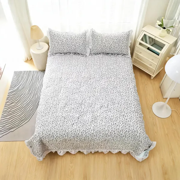 Poly_Cotton_Subtle_Textured_Grey_White_Bedsheet_With_Pillow_Set