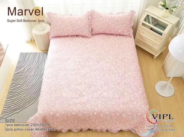 Poly_Cotton_Leaf_Print_Pink_Bedsheet_With_Pillow_Set