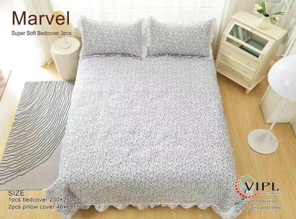 Poly_Cotton_Subtle_Textured_Grey_White_Bedsheet_With_Pillow_Set