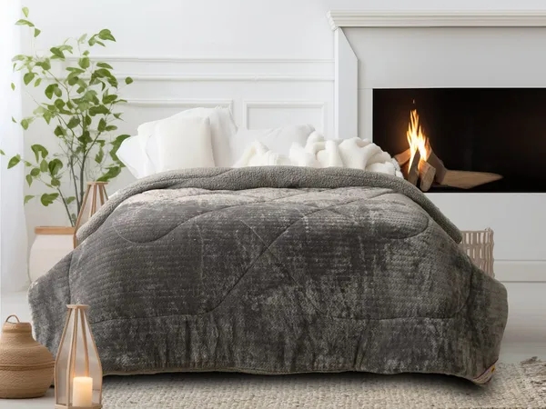 Polyester_Quilted_Diamond_Stitch_Grey_Blanket_Set