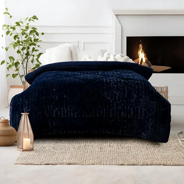 Polyester_Solid_Navy_Blue_Plush_Blanket_Set