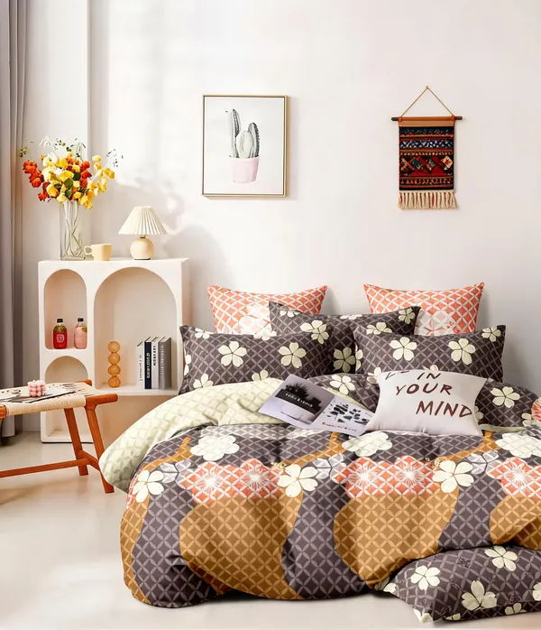 Polyester_Floral_Geometric_Quilted_Grey_Orange_Blanket_Set