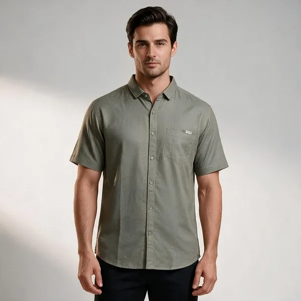 Multicolor_Shirt_plain_weave_breathable_linen_For_Men