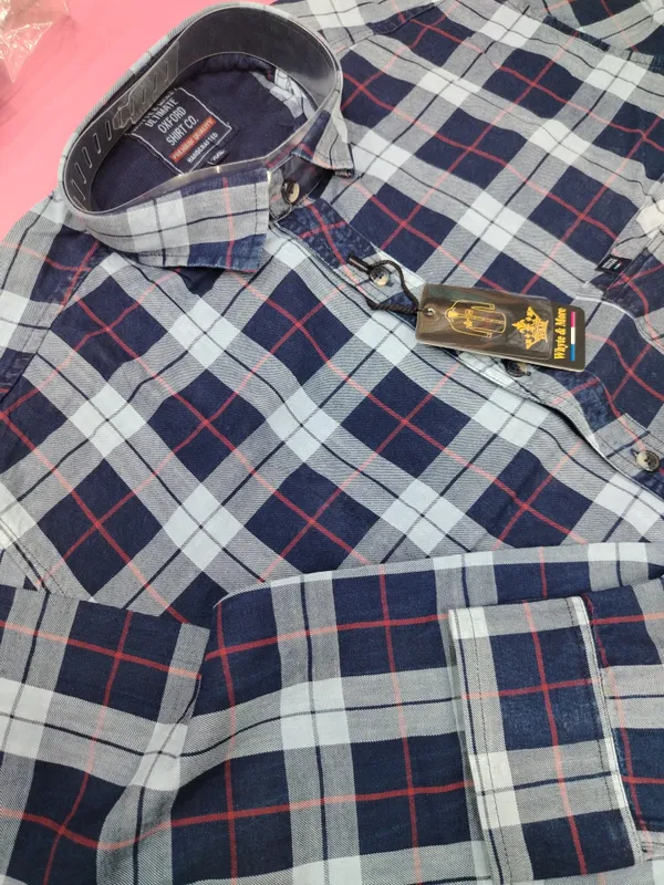 Navy_Grey_Oxford_Checked_Shirt_for_Men