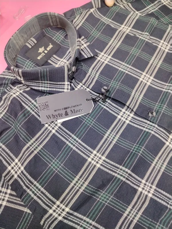 Navy_Plaid_Short_Sleeve_Shirt_for_Men