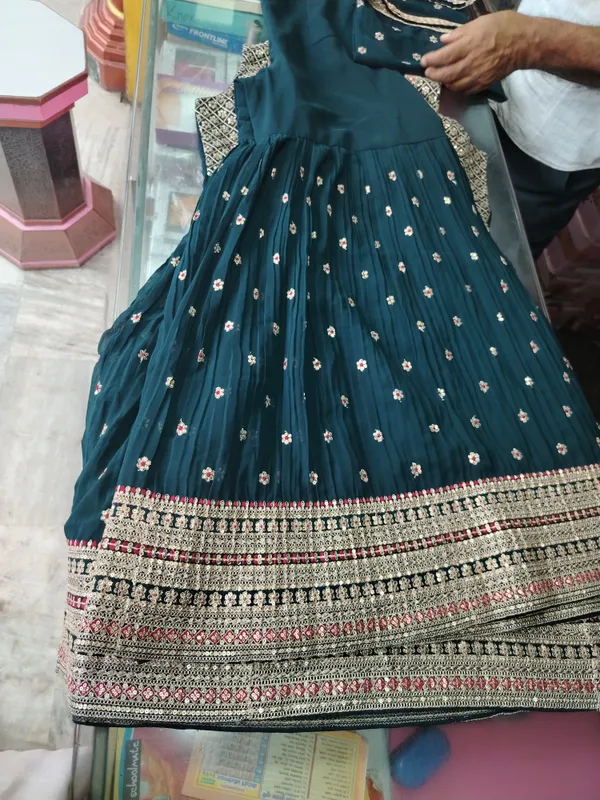 Teal_Floral_Anarkali_Dress_for_Girls