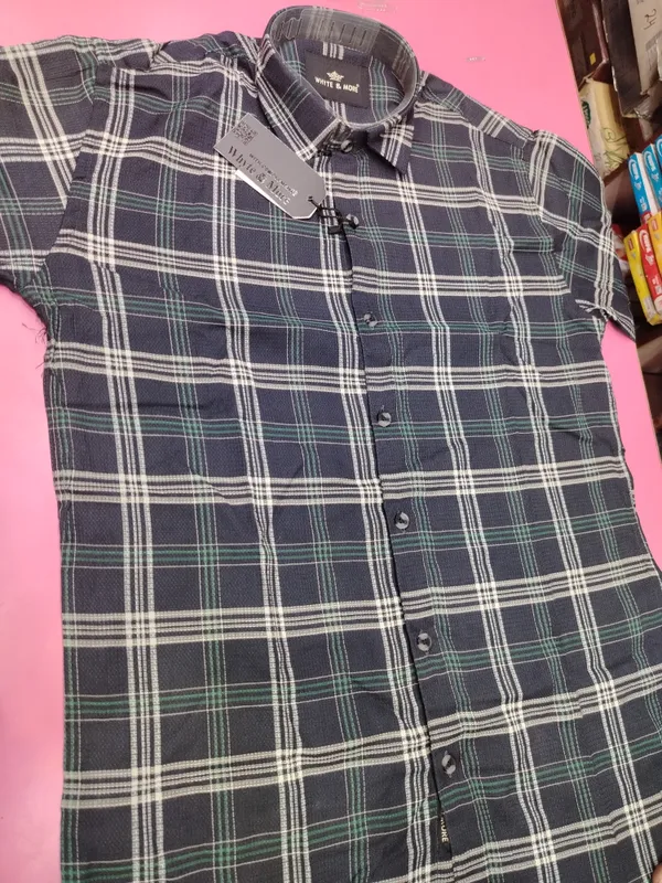Navy_Plaid_Short_Sleeve_Shirt_for_Men