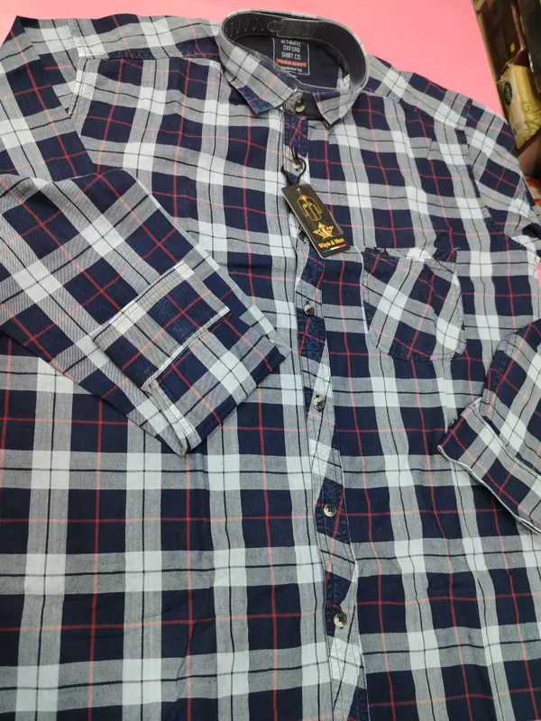 Navy_Oxford_Regular_Fit_Checked_Shirt_for_Men