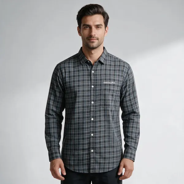 Grey_Plaid_Short_Sleeve_Shirt_for_Men