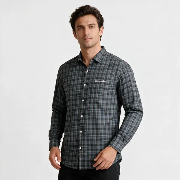 Grey_Plaid_Short_Sleeve_Shirt_for_Men