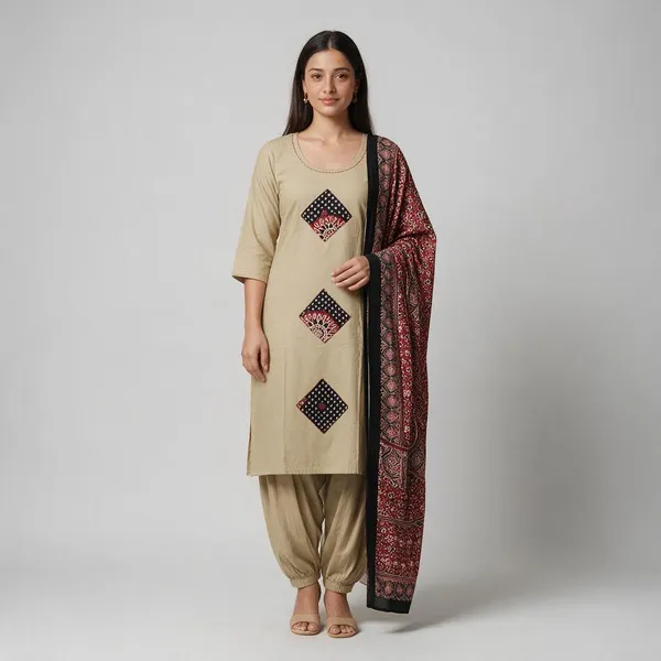 Beige_Embellished_Straight_Kurta_Set_for_Women