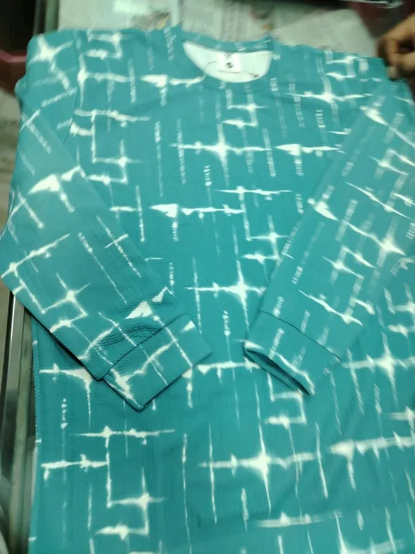Turquoise_Printed_Full_Sleeve_T-shirt_For_Men