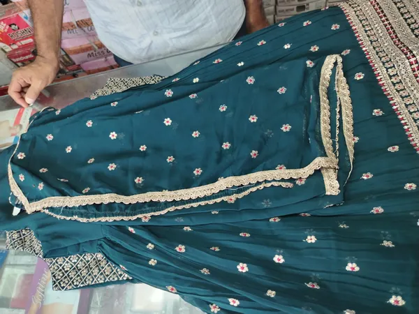 Teal_Floral_Anarkali_Dress_for_Girls