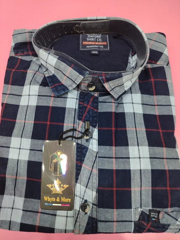 Navy_Grey_Oxford_Checked_Shirt_for_Men
