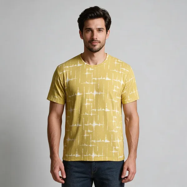 Mustard_Textured_Regular_T-shirt_For_Men