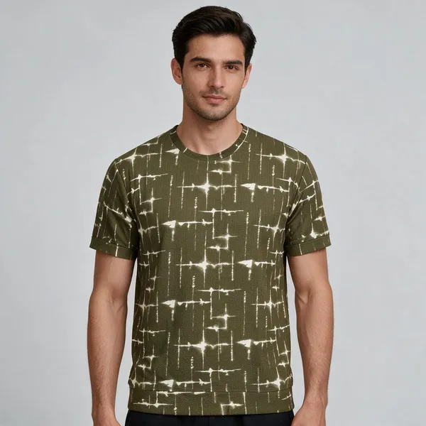 Olive_Green_Textured_Regular_Fit_T-Shirt_for_Men