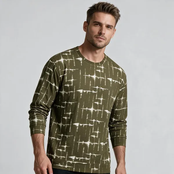 Olive_Green_Textured_Regular_Fit_T-Shirt_for_Men
