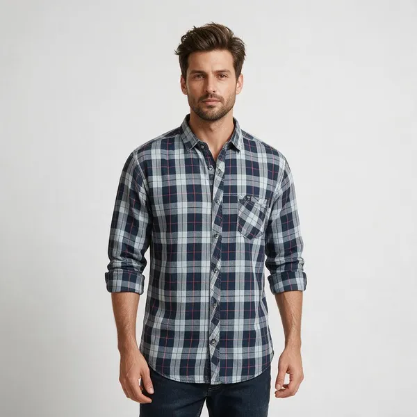 Navy_Grey_Oxford_Checked_Shirt_for_Men