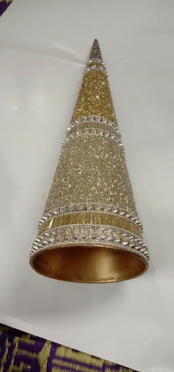 Gold_And_Silver_Embellished_Conical_Pooja_Bell